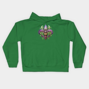 Mardi Gras Fleur de Lis Kids Hoodie